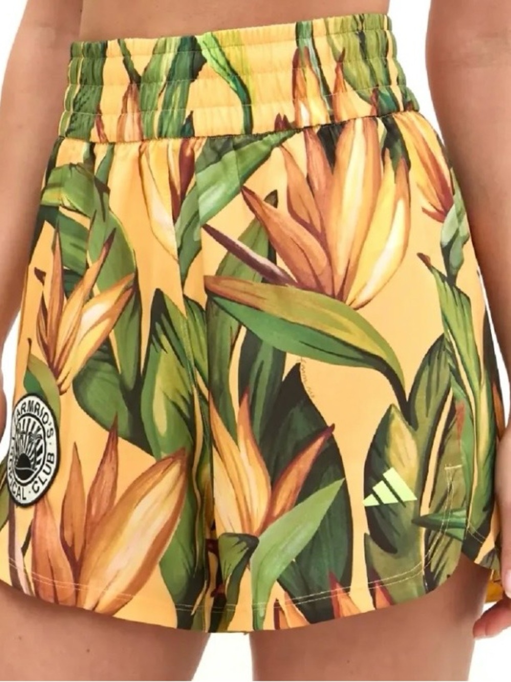 FARM Rio Yellow Tropical Leaf Athletic Shorts